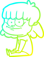 Obraz premium cold gradient line drawing cartoon girl smiling