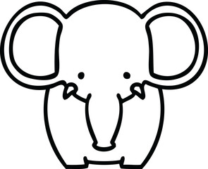 quirky line drawing cartoon elephant