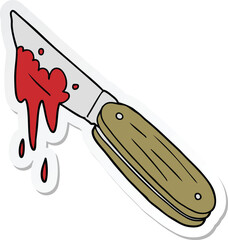 sticker of a cartoon bloody knife