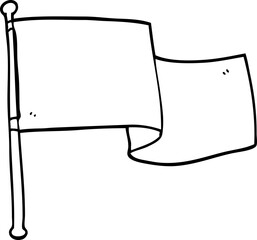 line drawing cartoon white flag waving