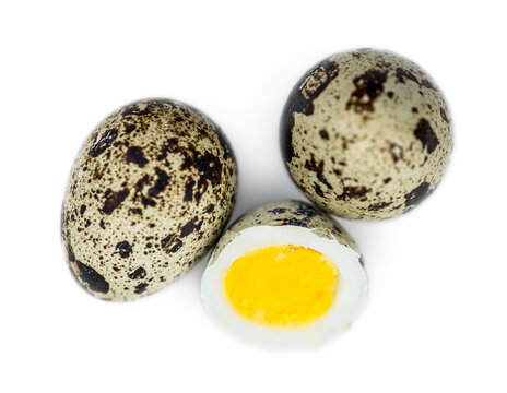 Cooked Quail Eggs on transparent background (selective focus)
