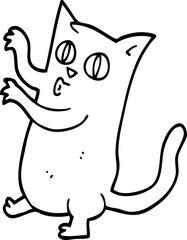 line drawing cartoon spooky black cat