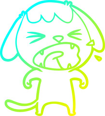 cold gradient line drawing cute cartoon dog