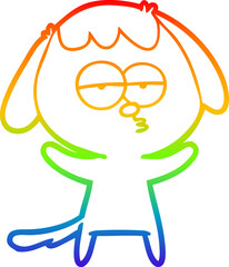 rainbow gradient line drawing cartoon bored dog