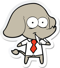 sticker of a happy cartoon elephant boss