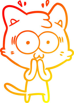 recommend clip art: warm gradient line drawing cartoon surprised cat