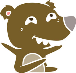 flat color style cartoon bear showing teeth