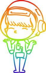 rainbow gradient line drawing cartoon curious astronaut