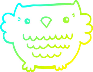 cold gradient line drawing cartoon owl