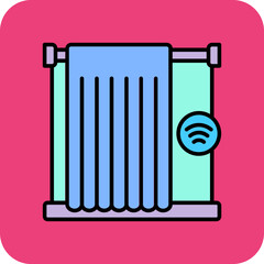 Smart Curtain Multicolor Round Corner Filled Line Icon