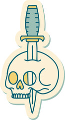tattoo style sticker of a skull and dagger