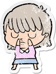 distressed sticker of a cartoon woman