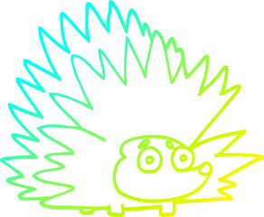 cold gradient line drawing cartoon spiky hedgehog