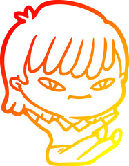 warm gradient line drawing cartoon woman