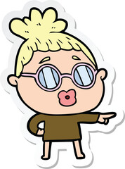 cartoon woman wearing spectacles