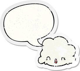 cartoon cloud and speech bubble distressed sticker
