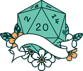 natural twenty D20 dice roll illustration