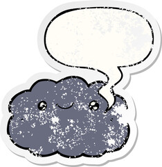 cartoon cloud and speech bubble distressed sticker