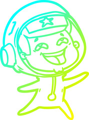 cold gradient line drawing cartoon laughing astronaut