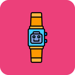 Smart Watch Multicolor Round Corner Filled Line Icon