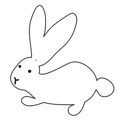 Childish Rabbit. Hand Drawing Kids Style Hare Illustration
