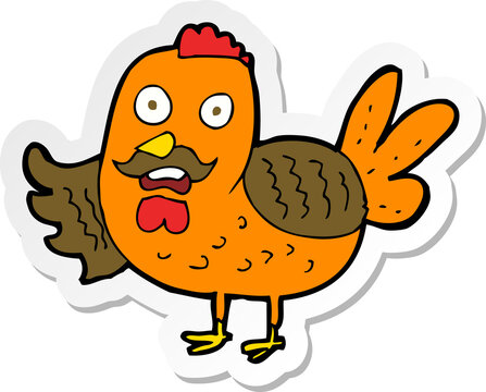 sticker of a cartoon old rooster
