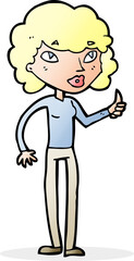 cartoon woman giving thumbs up symbol