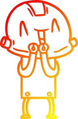 warm gradient line drawing cartoon robot