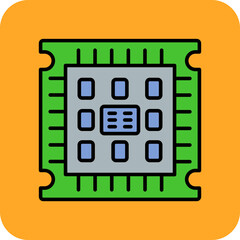 Microprocessor Multicolor Round Corner Filled Line Icon