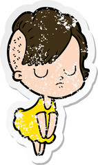 distressed sticker of a cartoon woman