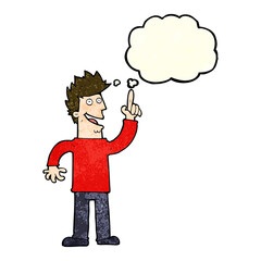 cartoon man with great new idea with thought bubble