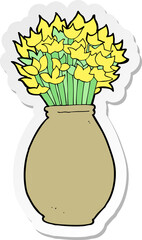 sticker of a cartoon vase of flowers
