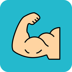 Biceps Multicolor Round Corner Filled Line Icon