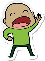 sticker of a cartoon shouting bald man