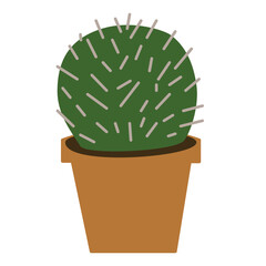Flat Cactus in Pot. Houseplant Icon