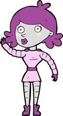cartoon robot woman waving