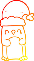 warm gradient line drawing cartoon penguin