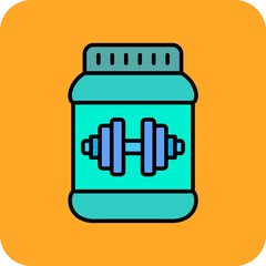 Protein Supplement Multicolor Round Corner Filled Line Icon
