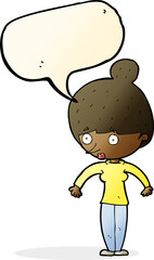 cartoon woman staring with speech bubble