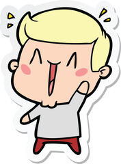 sticker of a cartoon excited man