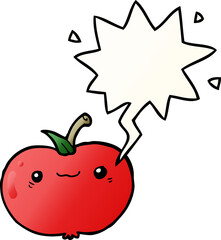 cartoon apple and speech bubble in smooth gradient style