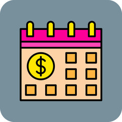 Calendar Multicolor Round Corner Filled Line Icon