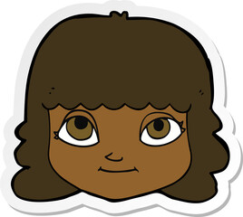 sticker of a cartoon happy female face
