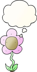 cartoon flower and thought bubble in smooth gradient style