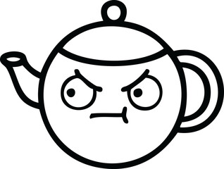 Obraz premium line drawing cartoon teapot