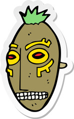 sticker of a cartoon tribal mask