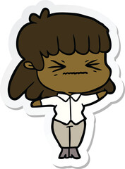 sticker of a cartoon woman