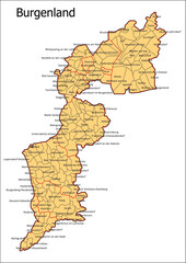 Vektor Administrative Gliederung Österreich Bundesland  Burgenland Gemeinde Karte