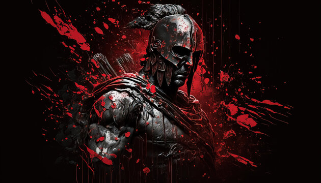Greek Warrior, Generative AI, Illustration	