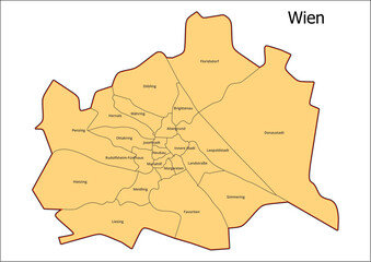 Vektor Administrative Gliederung Österreich Bundesland  Wien Gemeinde Karte